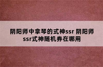 阴阳师中拿琴的式神ssr 阴阳师ssr式神随机券在哪用